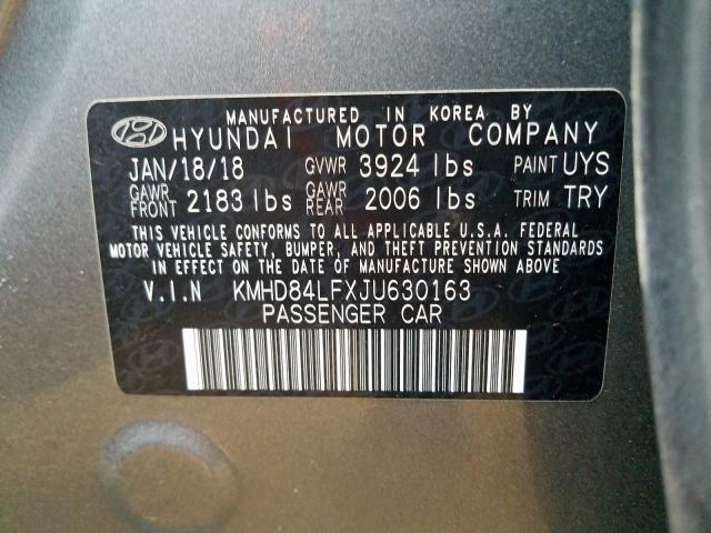 Photo 9 VIN: KMHD84LFXJU630163 - HYUNDAI ELANTRA SE 