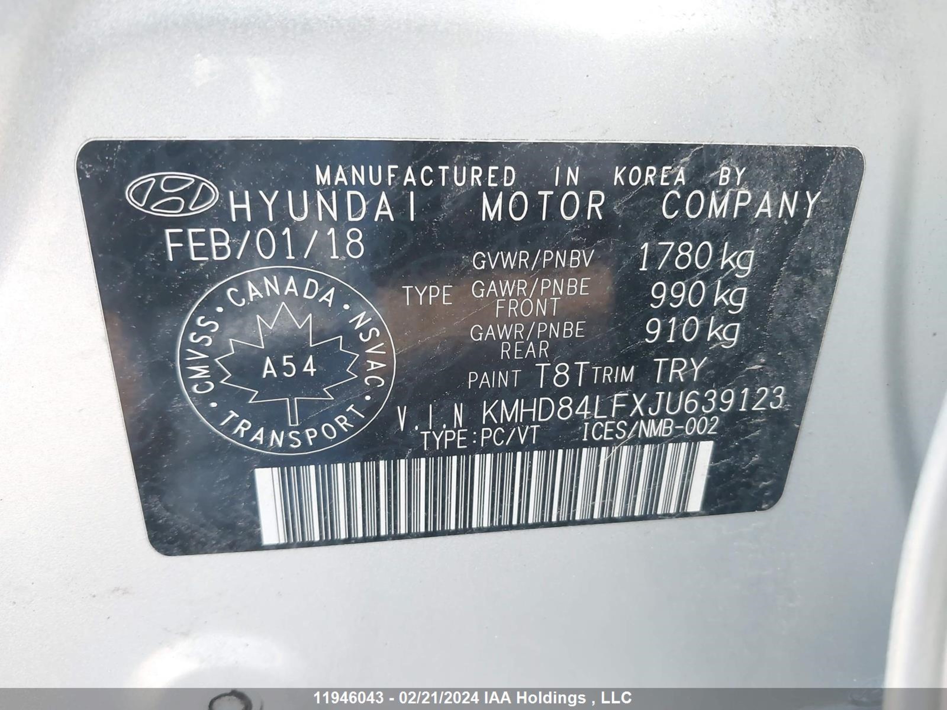 Photo 8 VIN: KMHD84LFXJU639123 - HYUNDAI ELANTRA 