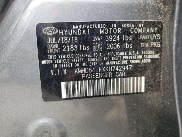 Photo 12 VIN: KMHD84LFXKU742947 - HYUNDAI ELANTRA 