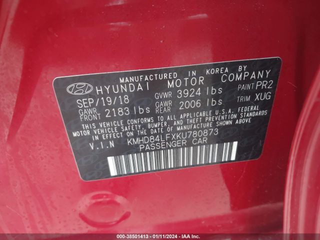 Photo 8 VIN: KMHD84LFXKU780873 - HYUNDAI ELANTRA 