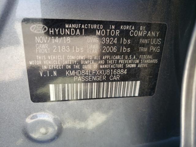 Photo 9 VIN: KMHD84LFXKU816884 - HYUNDAI ELANTRA SE 