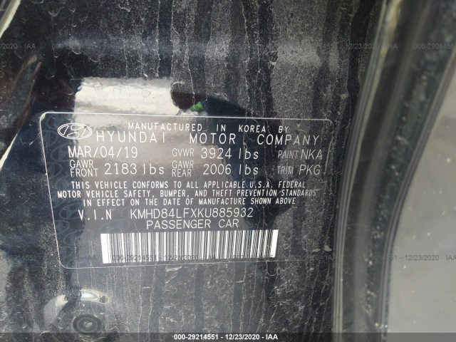 Photo 8 VIN: KMHD84LFXKU885932 - HYUNDAI ELANTRA 