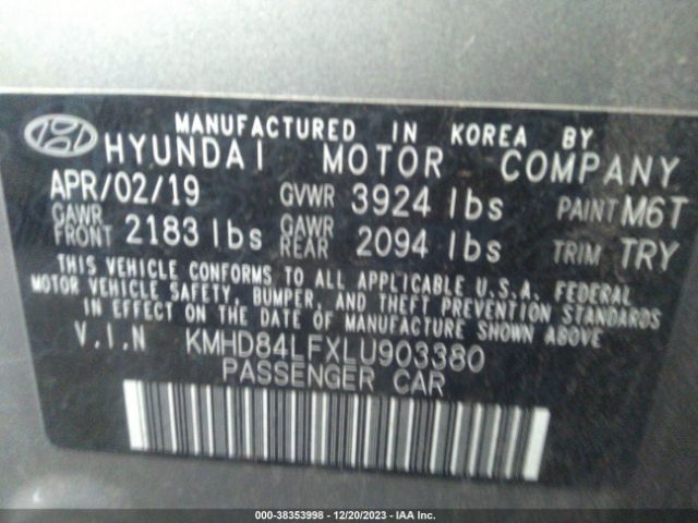 Photo 8 VIN: KMHD84LFXLU903380 - HYUNDAI ELANTRA 