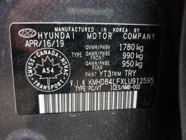 Photo 9 VIN: KMHD84LFXLU912595 - HYUNDAI ELANTRA SE 