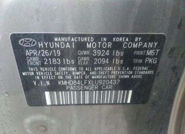 Photo 8 VIN: KMHD84LFXLU920437 - HYUNDAI ELANTRA 