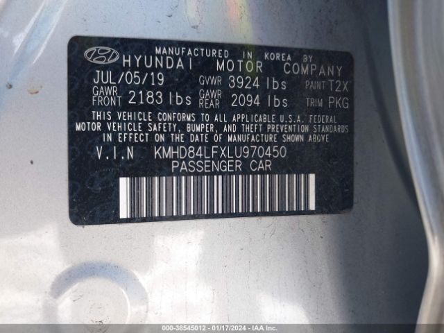 Photo 8 VIN: KMHD84LFXLU970450 - HYUNDAI ELANTRA 