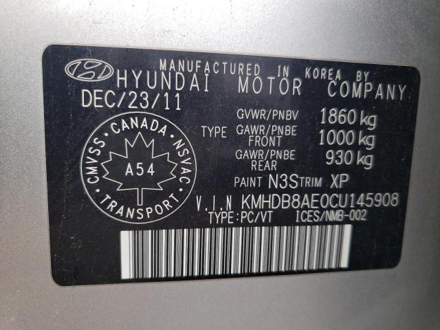 Photo 11 VIN: KMHDB8AE0CU145908 - HYUNDAI ELANTRA TO 