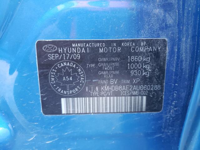 Photo 9 VIN: KMHDB8AE2AU060288 - HYUNDAI ELANTRA TO 