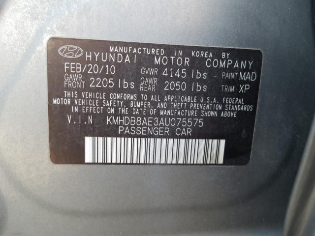 Photo 9 VIN: KMHDB8AE3AU075575 - HYUNDAI ELANTRA TO 