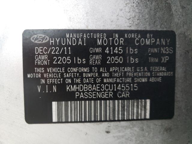 Photo 9 VIN: KMHDB8AE3CU145515 - HYUNDAI ELANTRA TO 