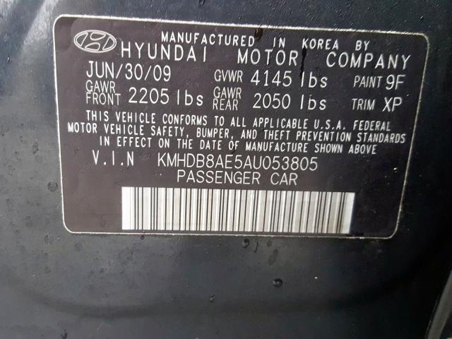 Photo 9 VIN: KMHDB8AE5AU053805 - HYUNDAI ELANTRA TO 