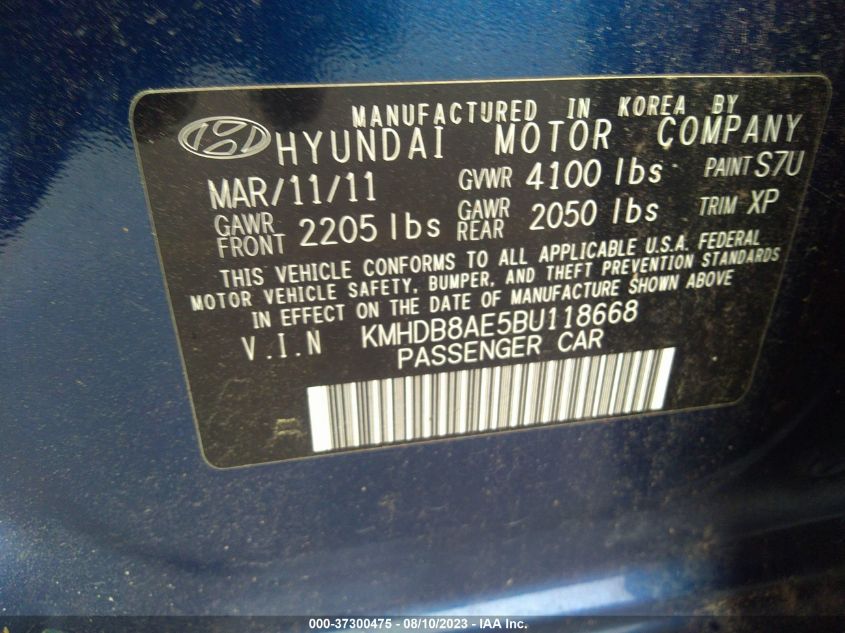 Photo 8 VIN: KMHDB8AE5BU118668 - HYUNDAI ELANTRA 