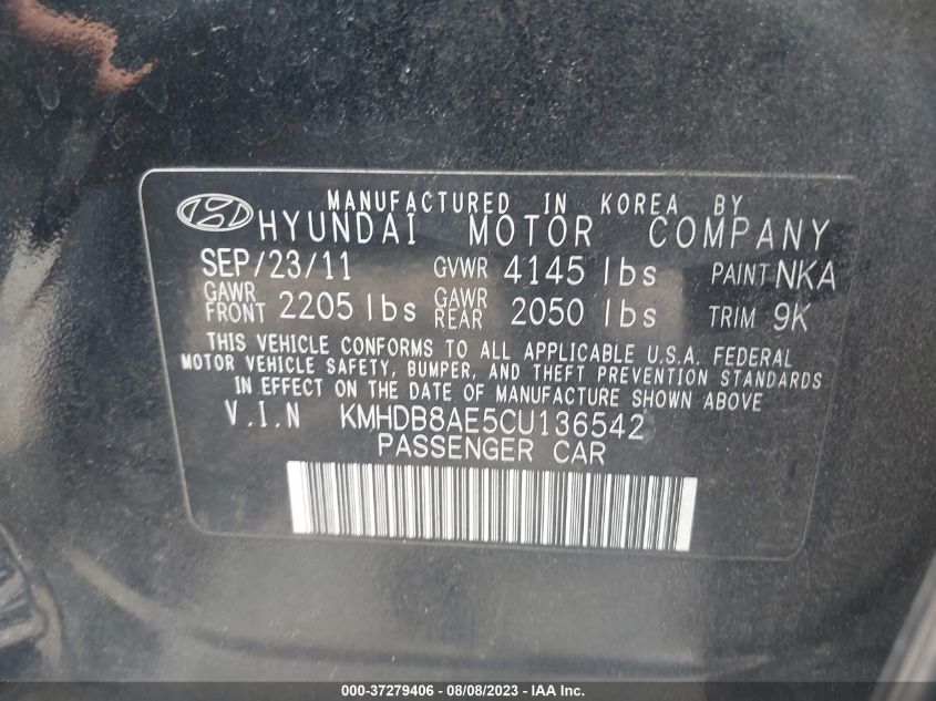 Photo 8 VIN: KMHDB8AE5CU136542 - HYUNDAI ELANTRA 