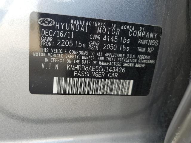 Photo 12 VIN: KMHDB8AE5CU143426 - HYUNDAI ELANTRA TO 