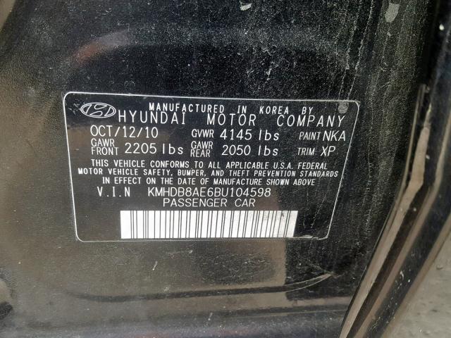 Photo 9 VIN: KMHDB8AE6BU104598 - HYUNDAI ELANTRA TO 