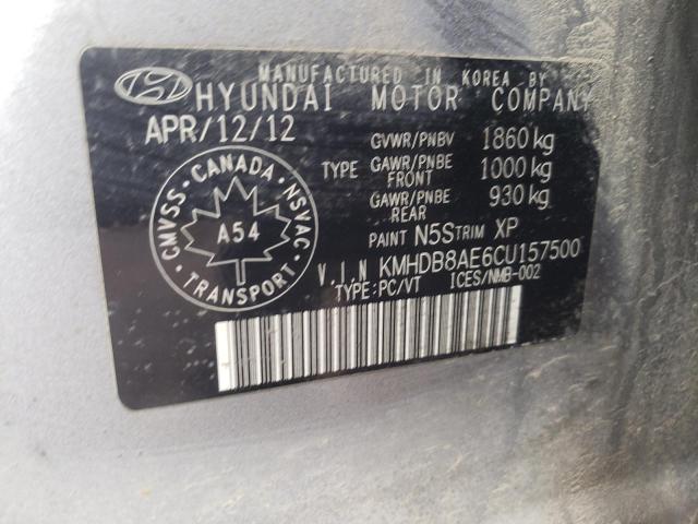 Photo 11 VIN: KMHDB8AE6CU157500 - HYUNDAI ELANTRA TO 