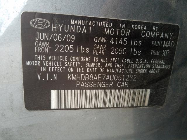 Photo 9 VIN: KMHDB8AE7AU051232 - HYUNDAI ELANTRA TO 