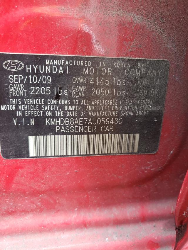 Photo 9 VIN: KMHDB8AE7AU059430 - HYUNDAI ELANTRA TO 