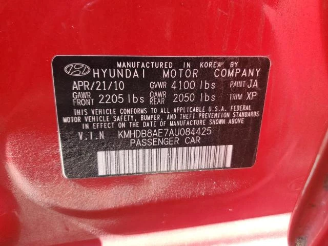 Photo 12 VIN: KMHDB8AE7AU084425 - HYUNDAI ELANTRA TO 