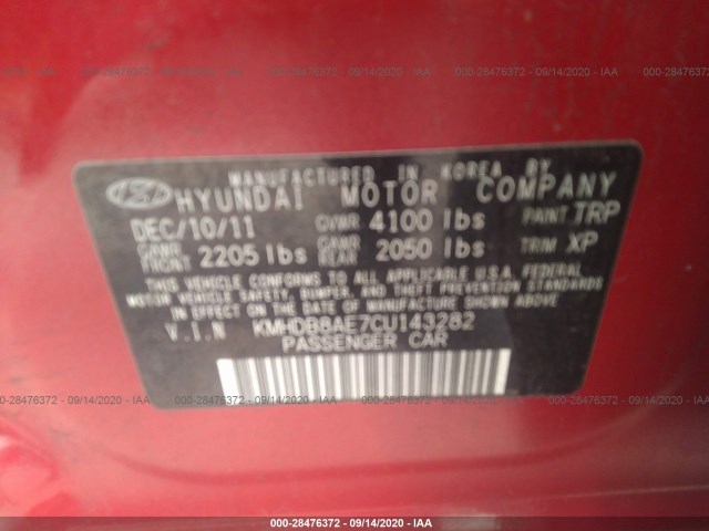 Photo 8 VIN: KMHDB8AE7CU143282 - HYUNDAI ELANTRA TOURING 