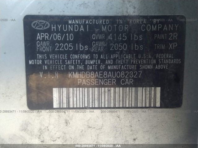 Photo 8 VIN: KMHDB8AE8AU082327 - HYUNDAI ELANTRA TOURING 