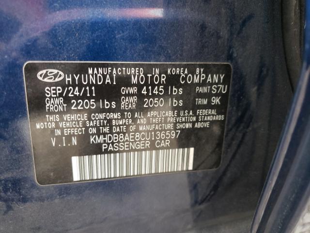 Photo 9 VIN: KMHDB8AE8CU136597 - HYUNDAI ELANTRA TO 