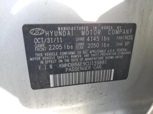 Photo 11 VIN: KMHDB8AE9CU139881 - HYUNDAI ELANTRA TO 