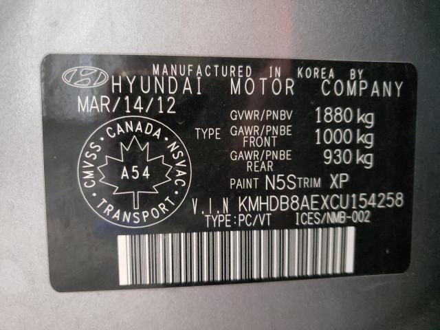 Photo 9 VIN: KMHDB8AEXCU154258 - HYUNDAI ELANTRA TO 