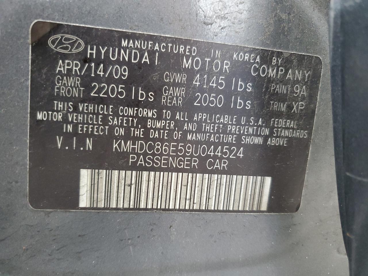 Photo 11 VIN: KMHDC86E59U044524 - HYUNDAI ELANTRA 