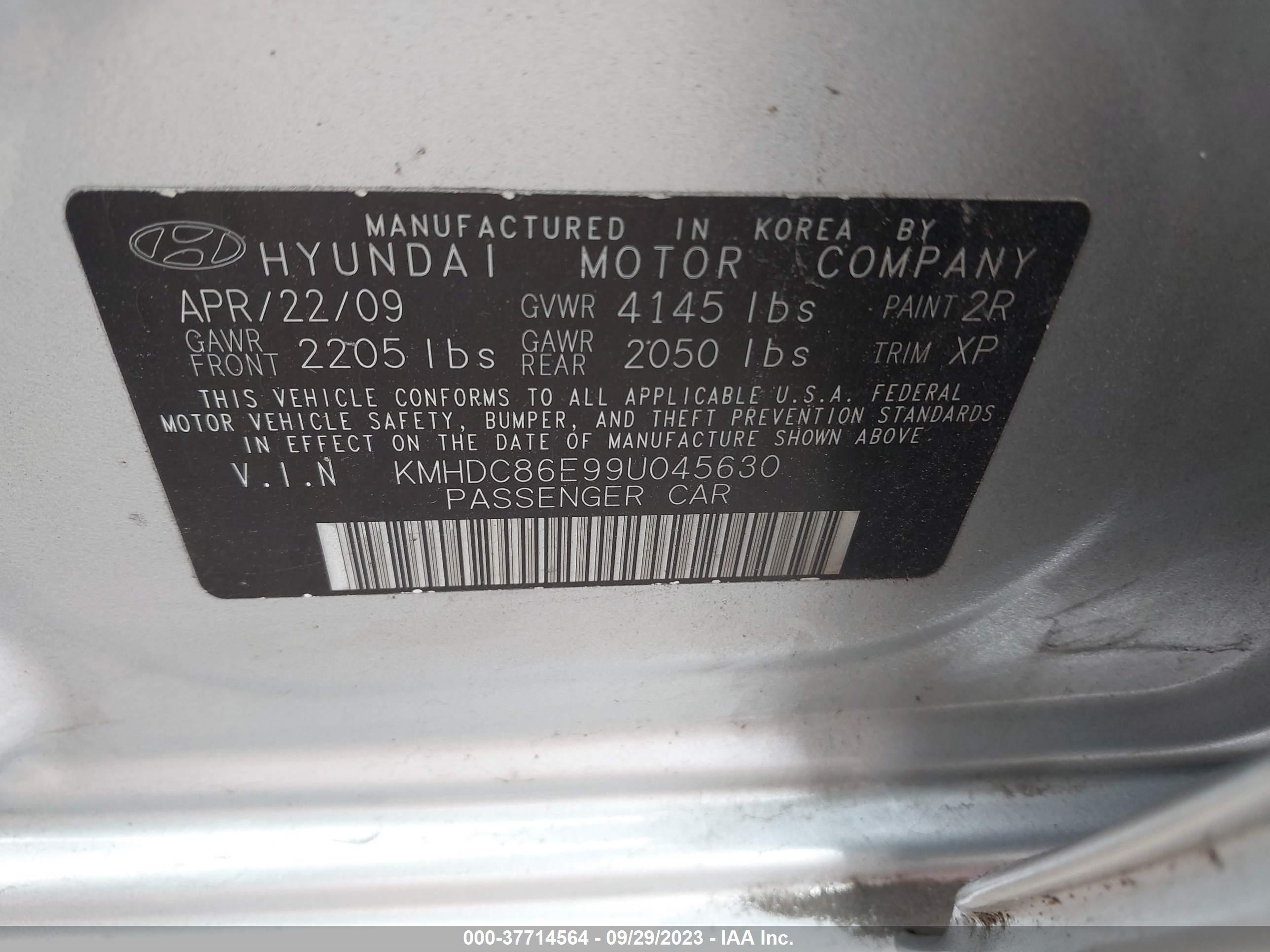 Photo 8 VIN: KMHDC86E99U045630 - HYUNDAI ELANTRA 