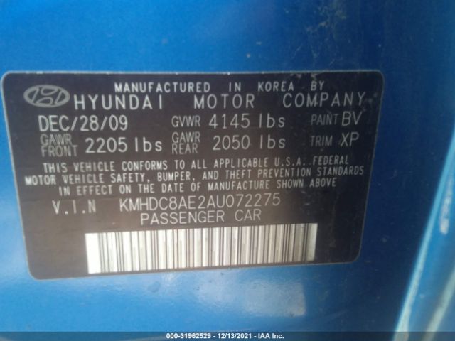 Photo 8 VIN: KMHDC8AE2AU072275 - HYUNDAI ELANTRA TOURING 