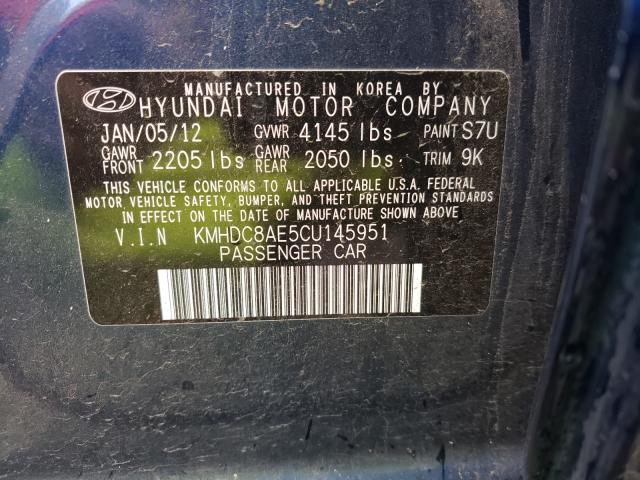 Photo 9 VIN: KMHDC8AE5CU145951 - HYUNDAI ELANTRA TO 