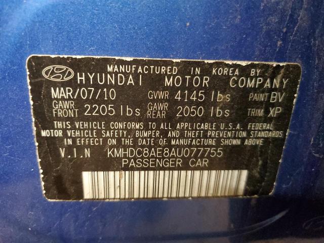 Photo 12 VIN: KMHDC8AE8AU077755 - HYUNDAI ELANTRA TO 