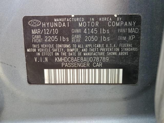 Photo 11 VIN: KMHDC8AE8AU078789 - HYUNDAI ELANTRA TO 