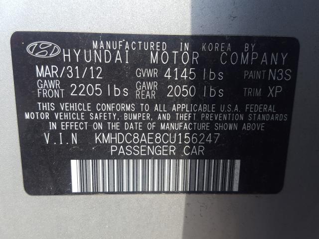 Photo 9 VIN: KMHDC8AE8CU156247 - HYUNDAI ELANTRA TO 