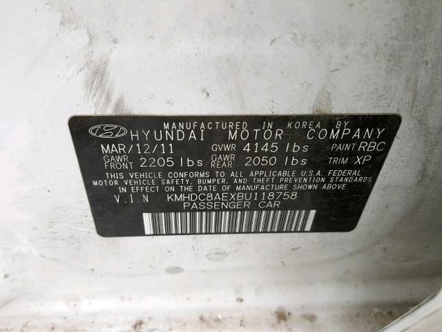 Photo 9 VIN: KMHDC8AEXBU118758 - HYUNDAI ELANTRA TO 