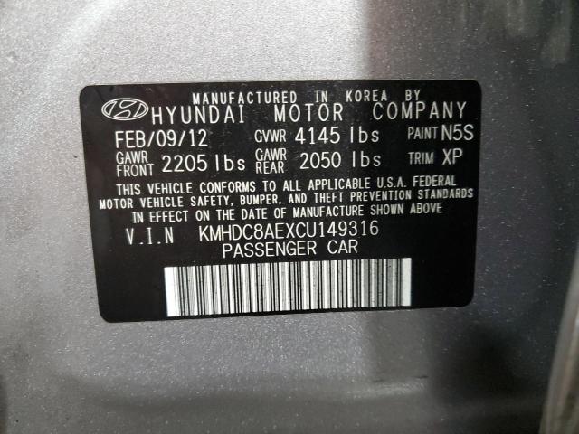 Photo 11 VIN: KMHDC8AEXCU149316 - HYUNDAI ELANTRA TO 