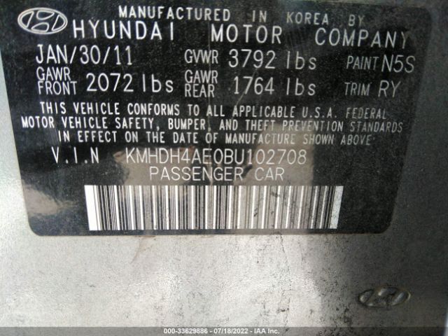 Photo 8 VIN: KMHDH4AE0BU102708 - HYUNDAI ELANTRA 