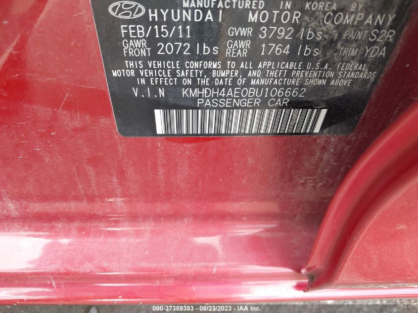 Photo 8 VIN: KMHDH4AE0BU106662 - HYUNDAI ELANTRA 