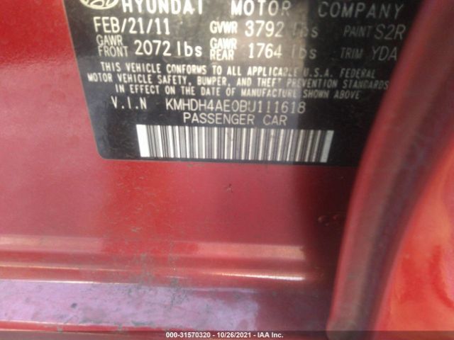 Photo 8 VIN: KMHDH4AE0BU111618 - HYUNDAI ELANTRA 