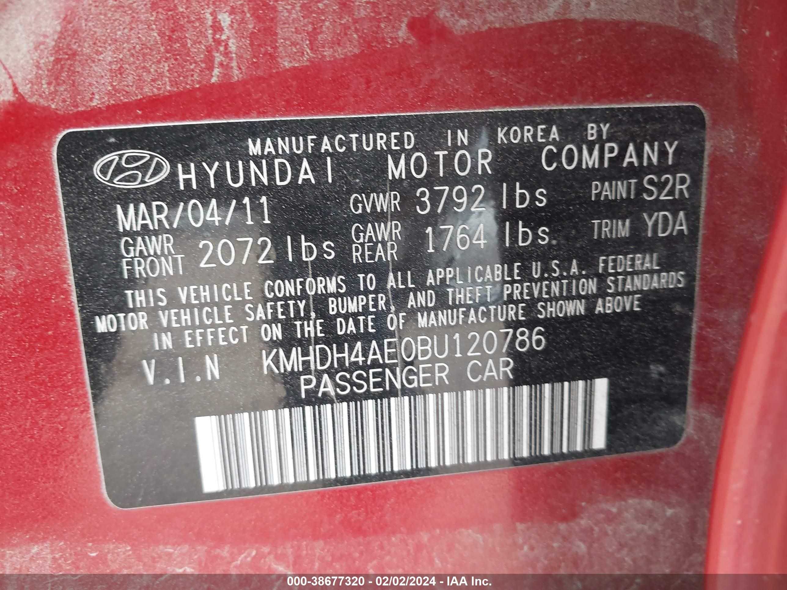 Photo 8 VIN: KMHDH4AE0BU120786 - HYUNDAI ELANTRA 