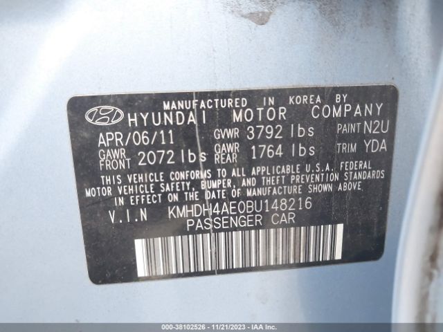 Photo 8 VIN: KMHDH4AE0BU148216 - HYUNDAI ELANTRA 