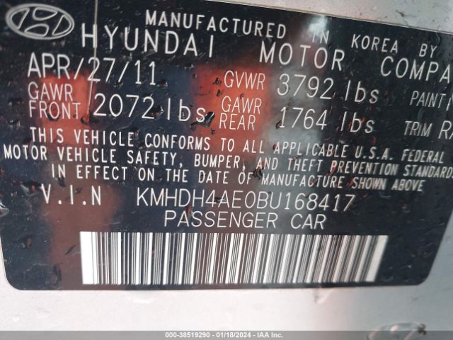 Photo 8 VIN: KMHDH4AE0BU168417 - HYUNDAI ELANTRA 