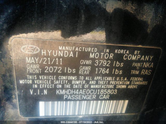 Photo 8 VIN: KMHDH4AE0CU185803 - HYUNDAI ELANTRA 