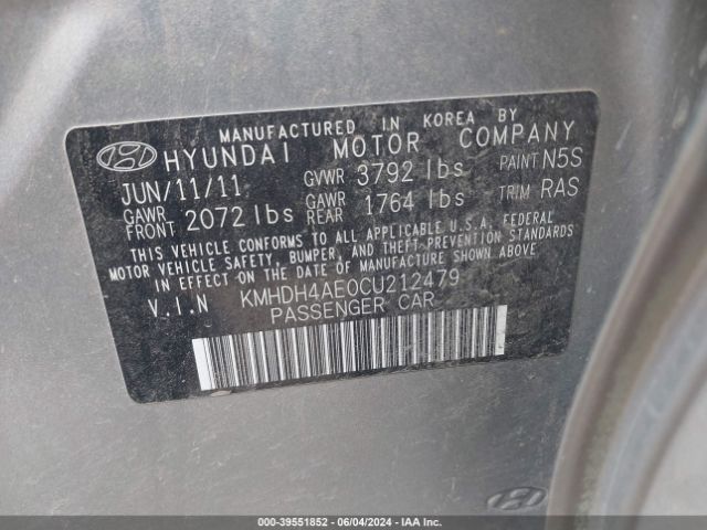 Photo 8 VIN: KMHDH4AE0CU212479 - HYUNDAI ELANTRA 