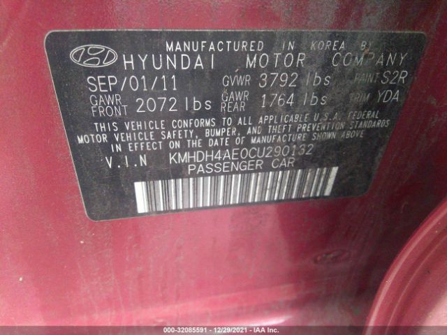 Photo 8 VIN: KMHDH4AE0CU290132 - HYUNDAI ELANTRA 