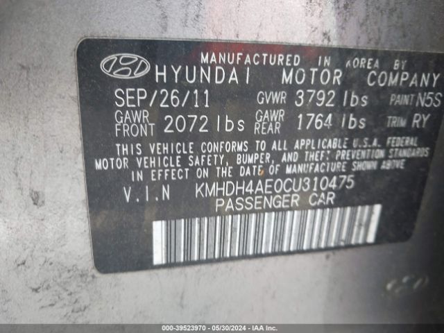 Photo 8 VIN: KMHDH4AE0CU310475 - HYUNDAI ELANTRA 