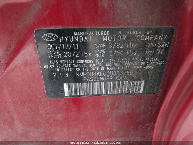 Photo 8 VIN: KMHDH4AE0CU333769 - HYUNDAI ELANTRA 