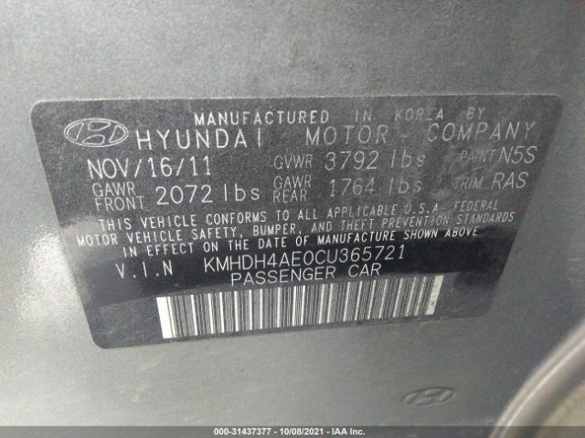 Photo 8 VIN: KMHDH4AE0CU365721 - HYUNDAI ELANTRA 