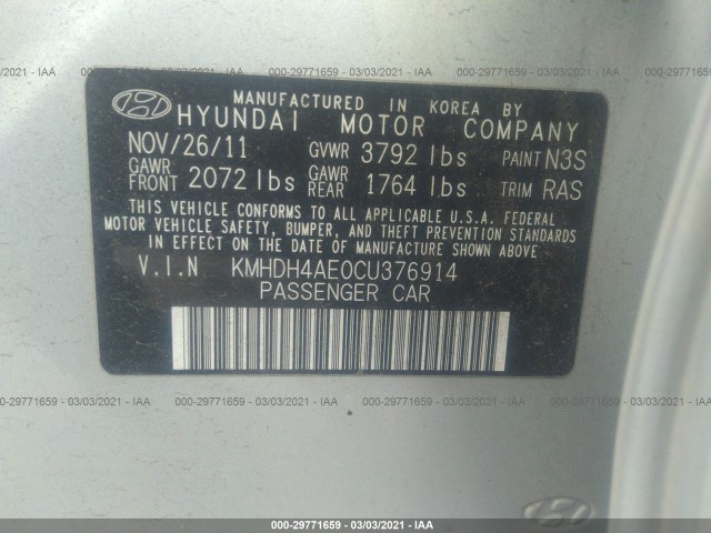 Photo 8 VIN: KMHDH4AE0CU376914 - HYUNDAI ELANTRA 